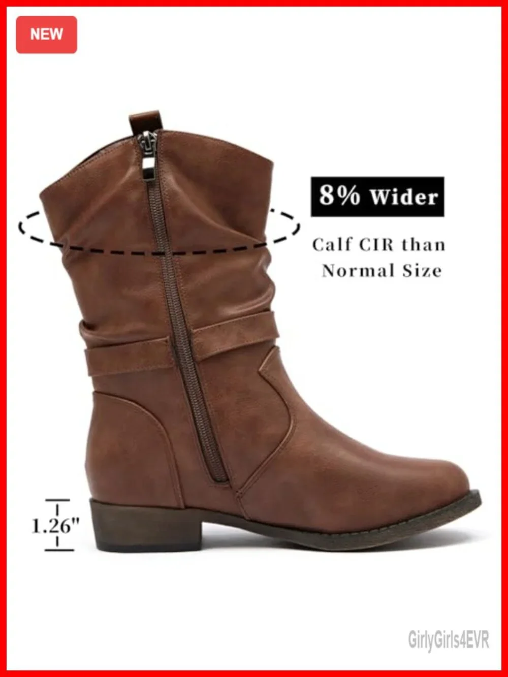 Women's Mid-Calf Cowboy Zip Booties - Round Toe Faux Leather Side Zipper